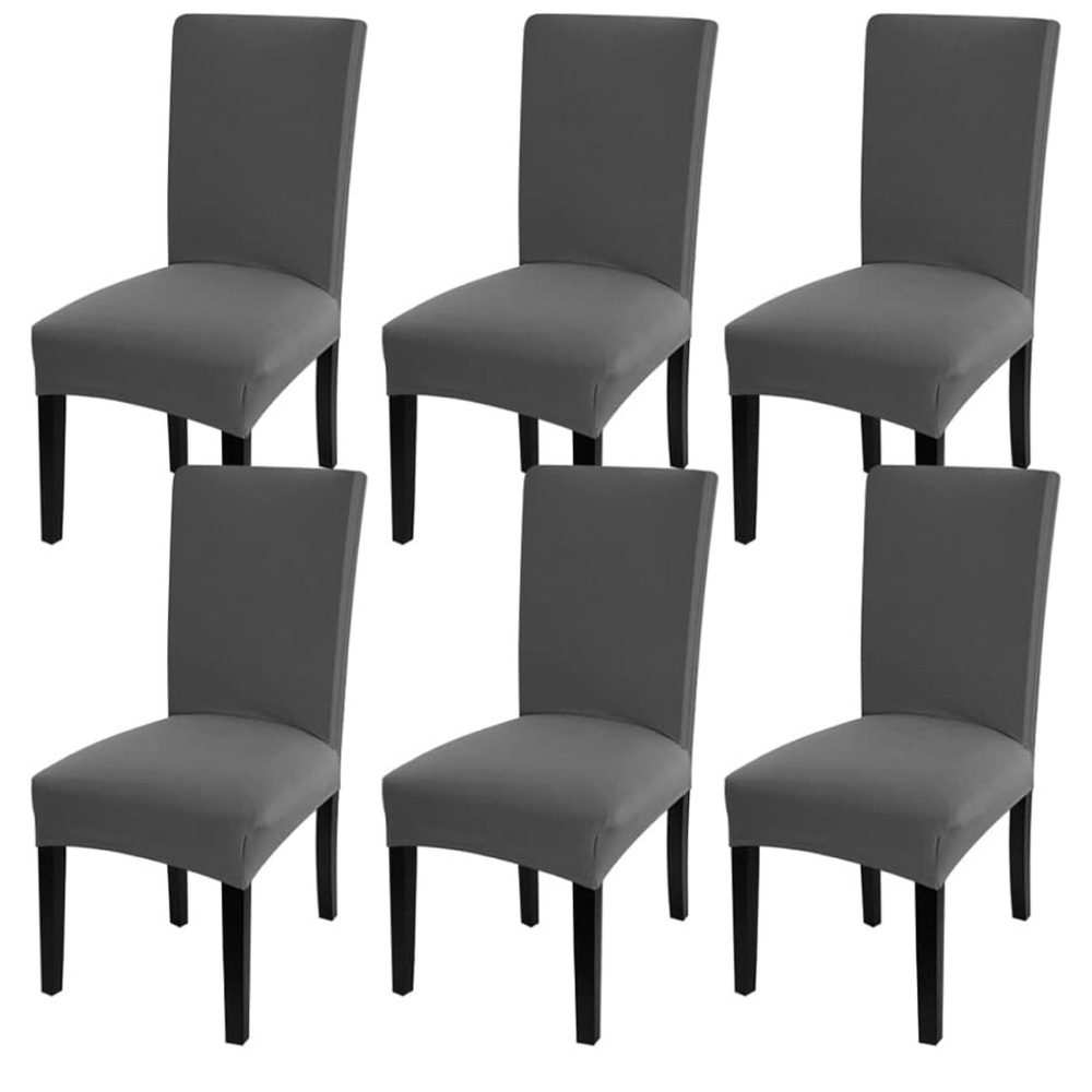Elegant 6 Piece Gray Dining Chair Cover Set